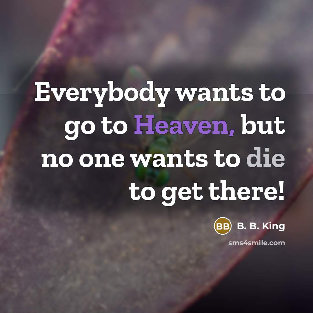 “Everybody wants to go to Heaven, but no one wants…” quote by B. B. King