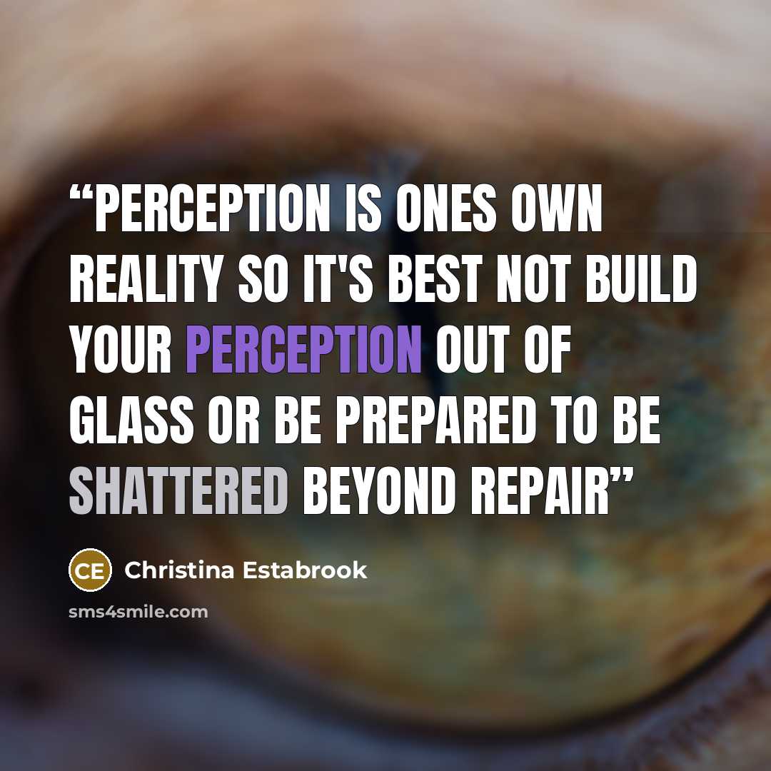 “Perception is ones own reality so it's best not build your perception out of glass or be prepared to be shattered beyond repair” quote by Christina Estabrook