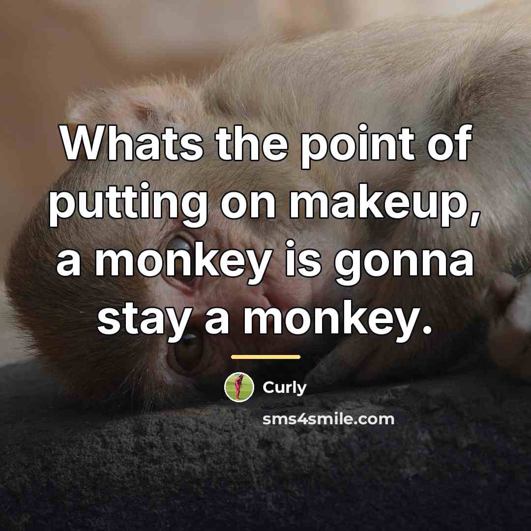 “Whats the point of putting on makeup, a monkey is…” quote by Curly