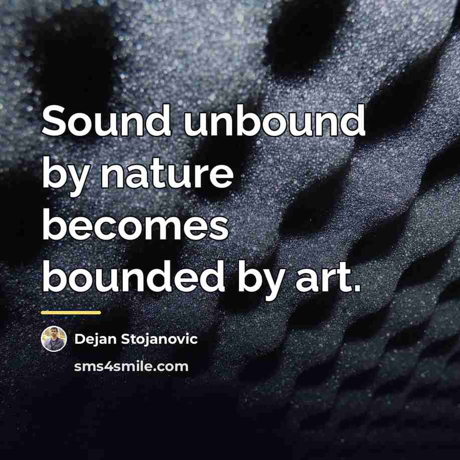 “Sound unbound by nature becomes bounded by art.…” quote by Dejan Stojanovic