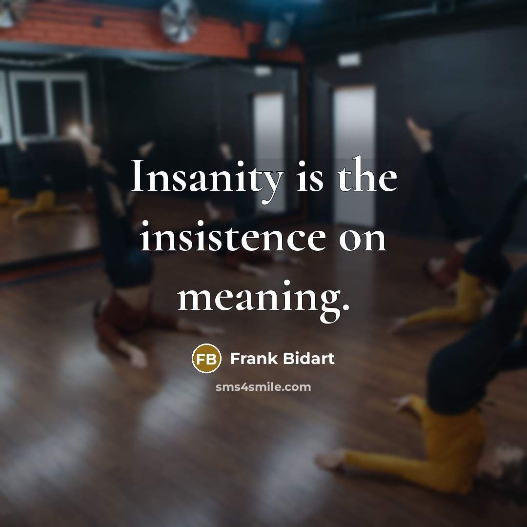 “Insanity is the insistence on meaning.…” quote by Frank Bidart