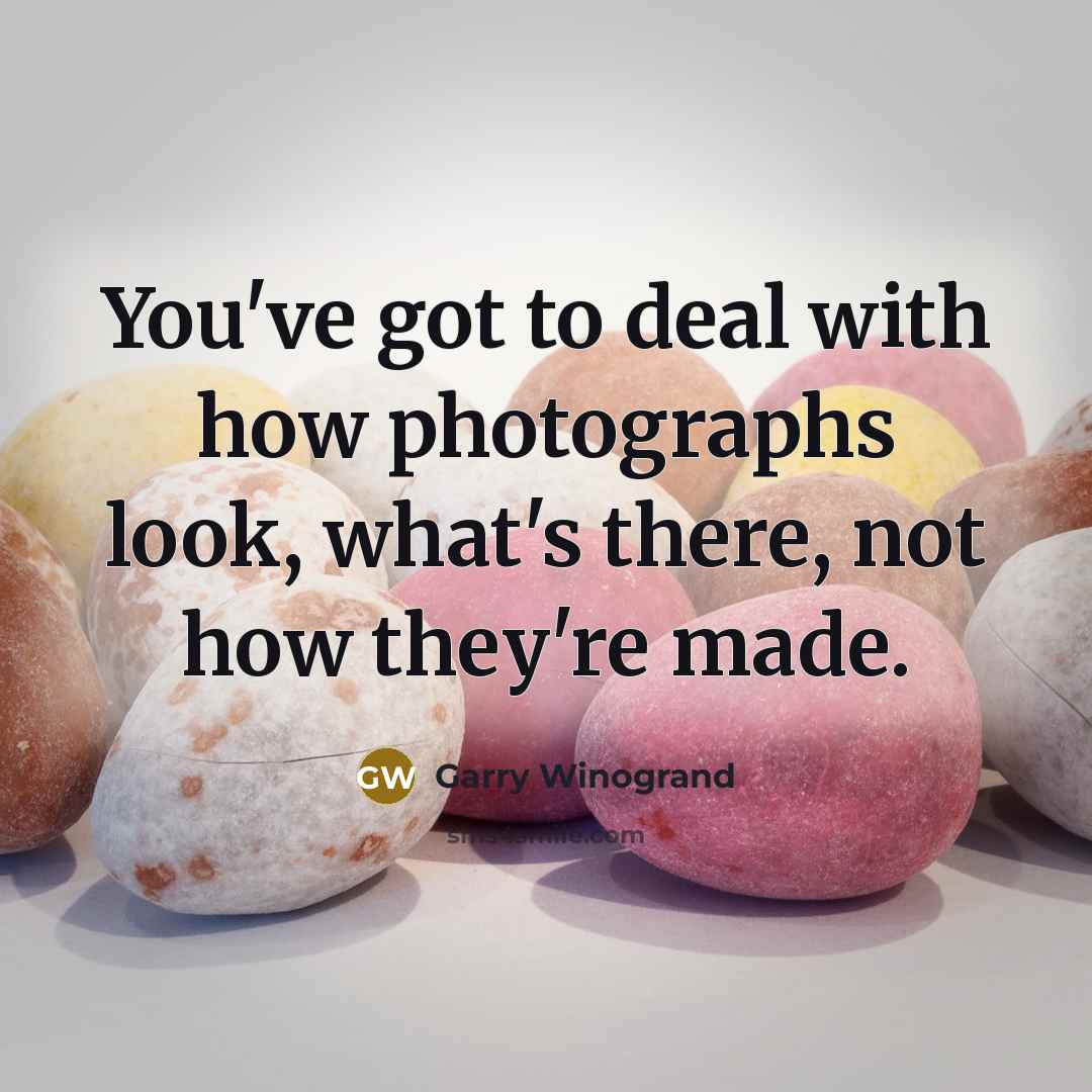 “You've got to deal with how photographs look, what's there,…” quote by Garry Winogrand