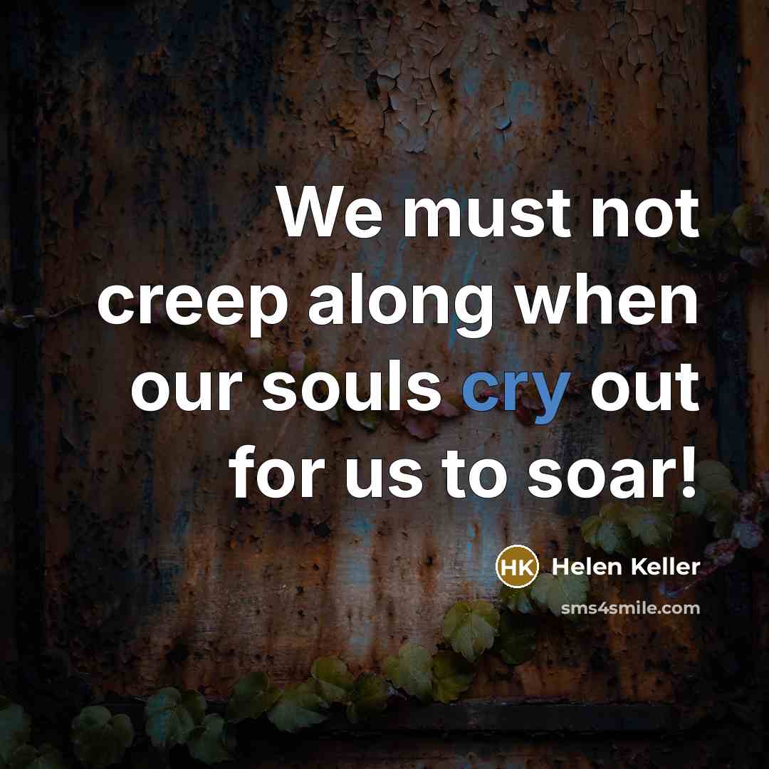 “We must not creep along when our souls cry out…” quote by Helen Keller