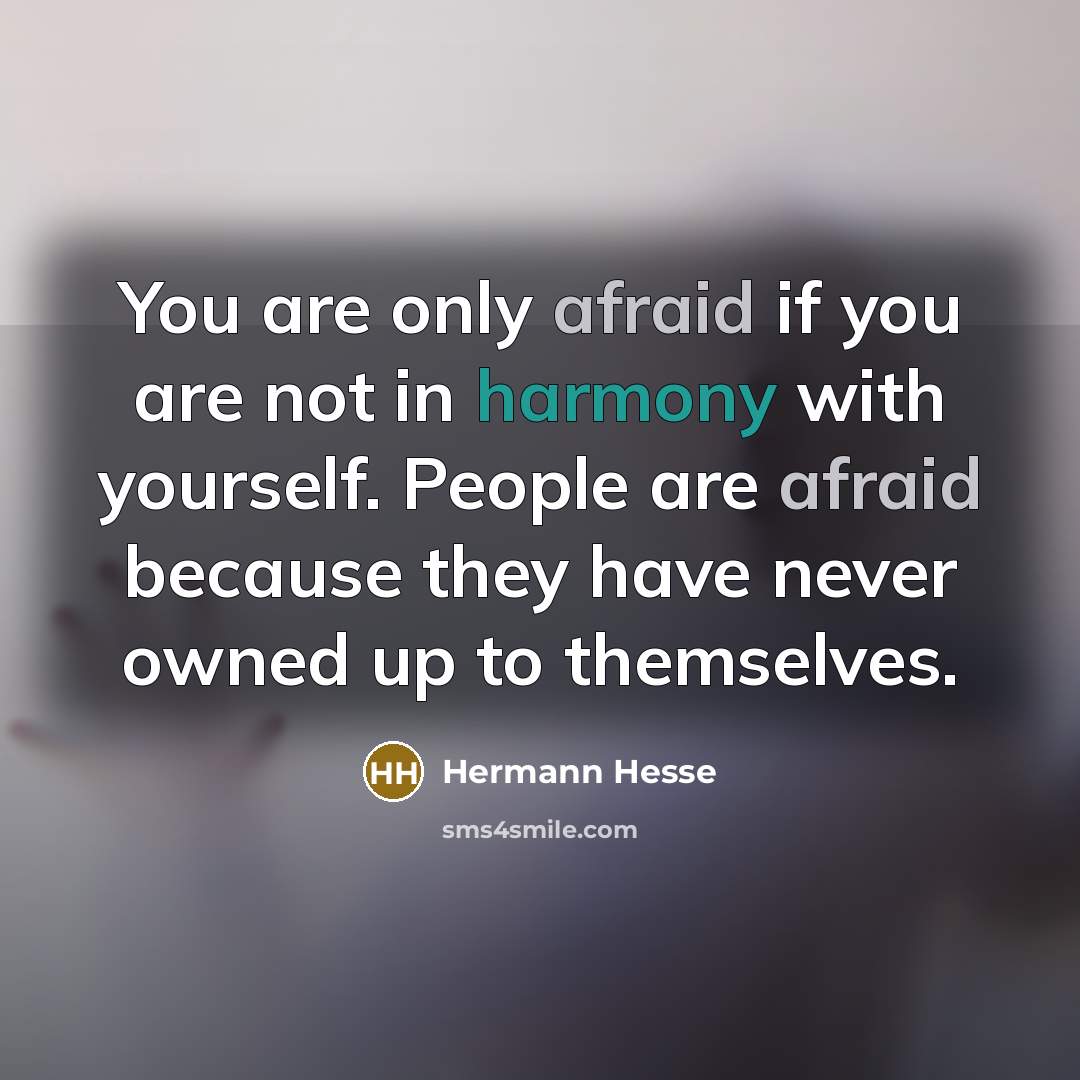 “You are only afraid if you are not in harmony…” quote by Hermann Hesse