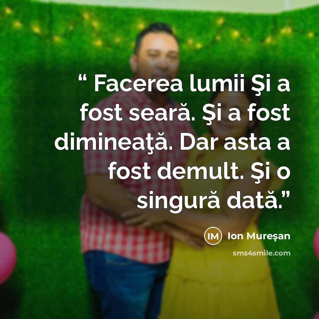 “Facerea lumii Şi a fost seară. Şi a fost dimineaţă. Dar asta a fost demult. Şi o singură dată.” quote by Ion Mureşan