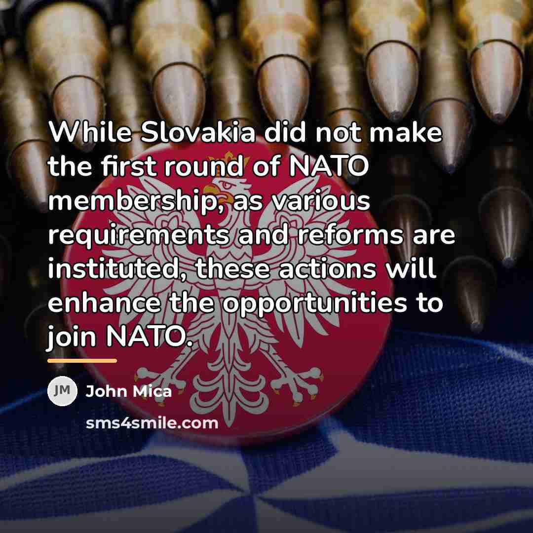 “While Slovakia did not make the first round of NATO…” quote by John Mica