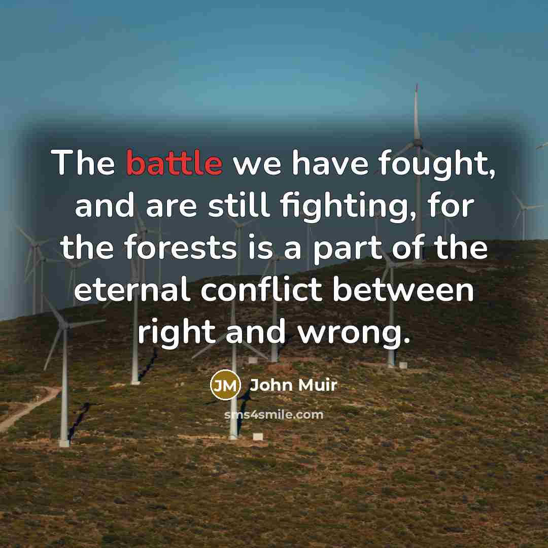 “The battle we have fought, and are still fighting, for…” quote by John Muir
