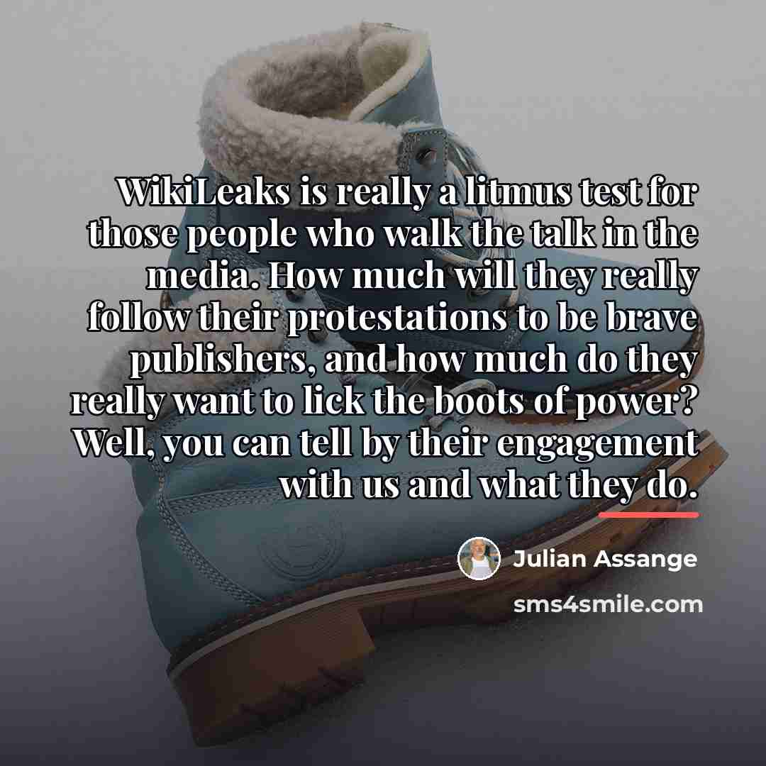 “WikiLeaks is really a litmus test for those people who…” quote by Julian Assange