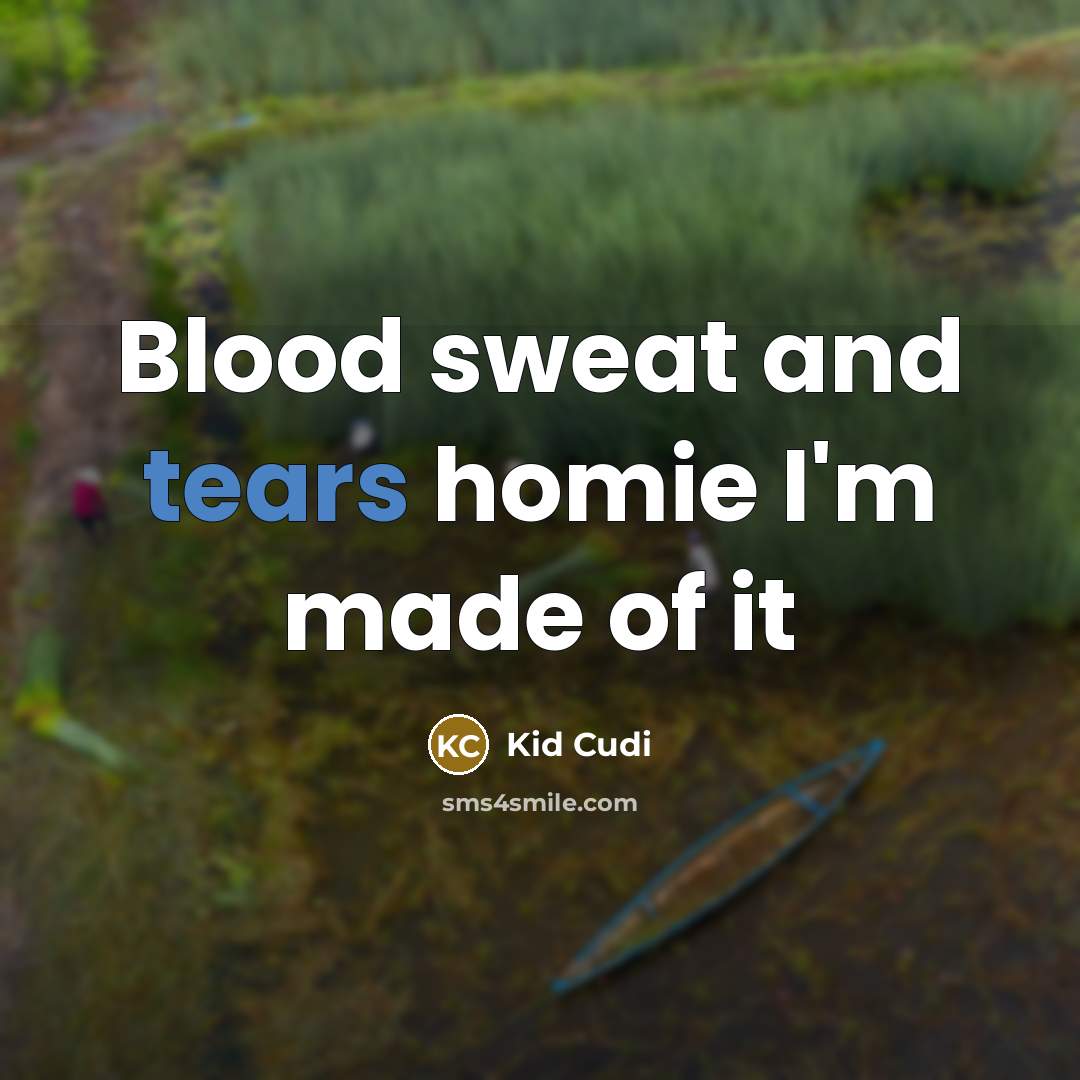 “Blood sweat and tears homie I'm made of it…” quote by Kid Cudi