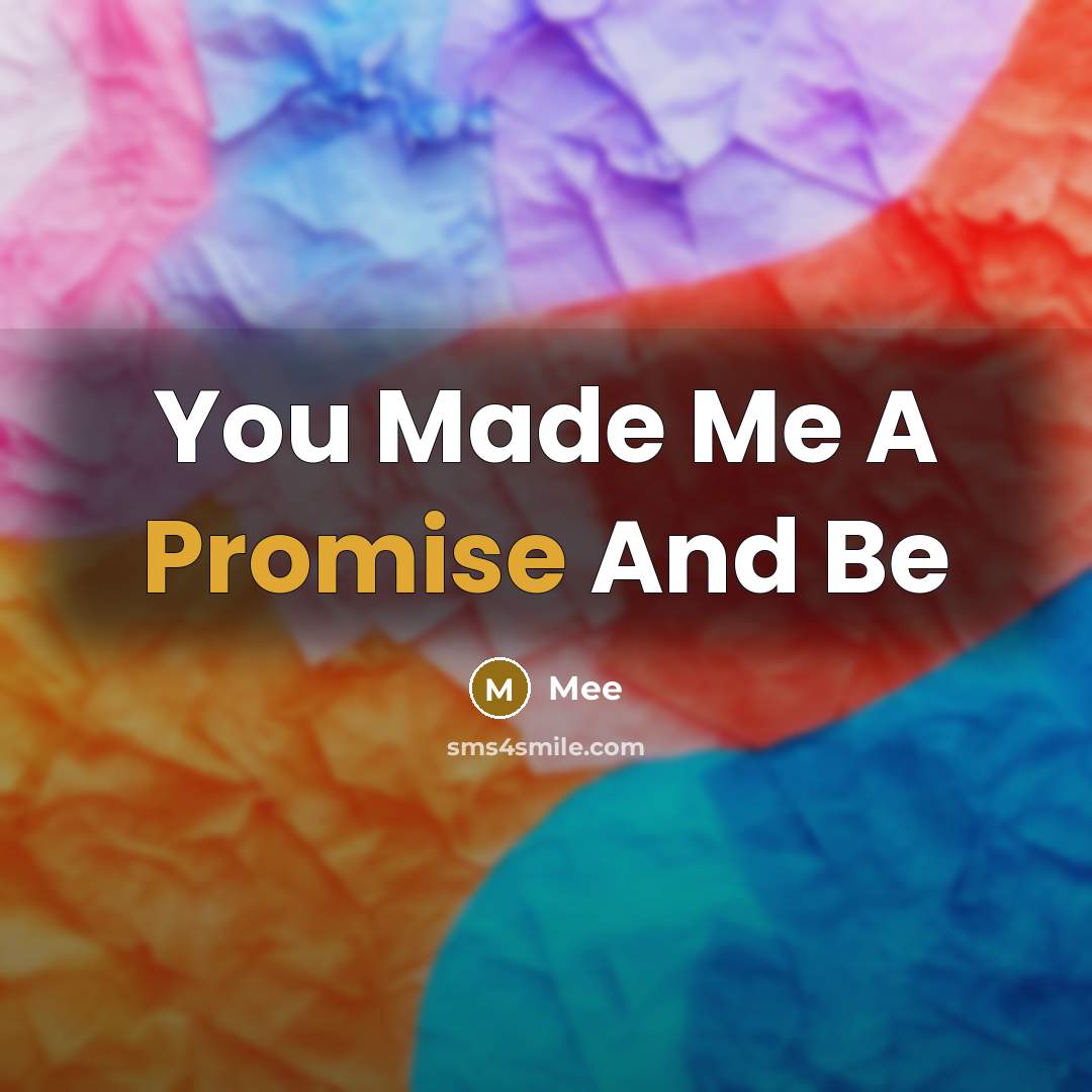 “You Made Me A Promise And Be” quote by Mee