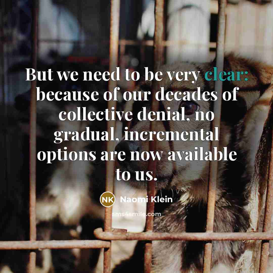 “But we need to be very clear: because of our…” quote by Naomi Klein