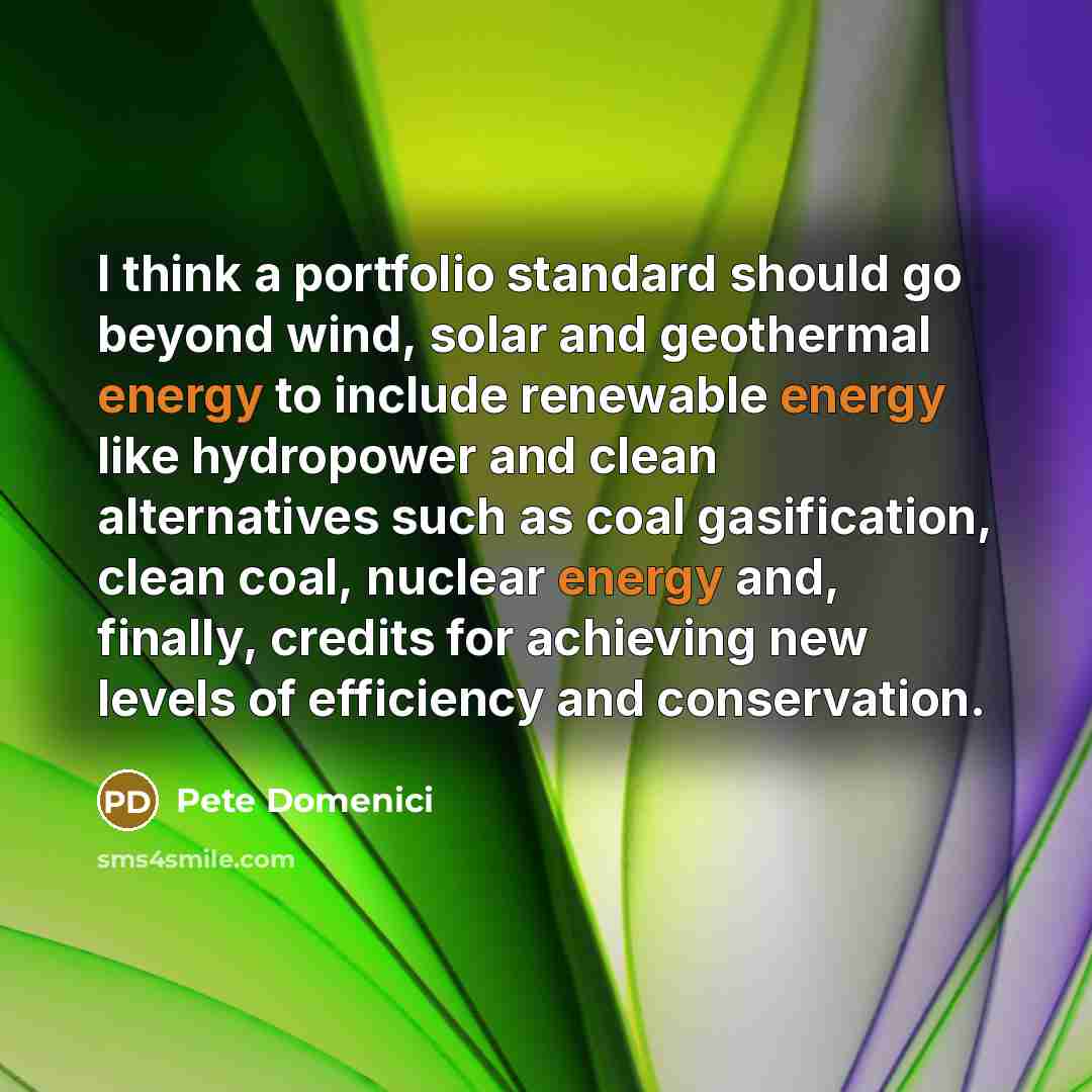 “I think a portfolio standard should go beyond wind, solar…” quote by Pete Domenici