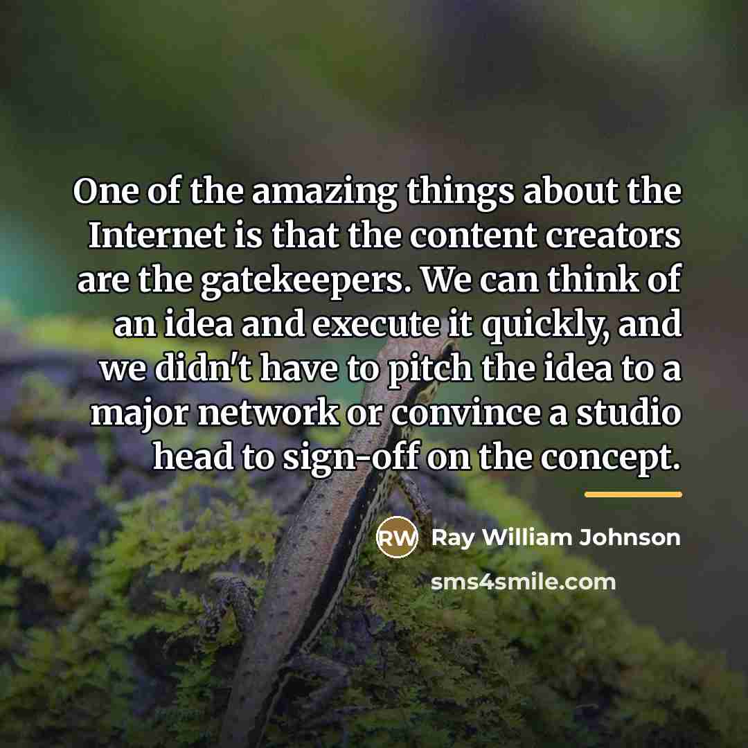 “One of the amazing things about the Internet is that…” quote by Ray William Johnson