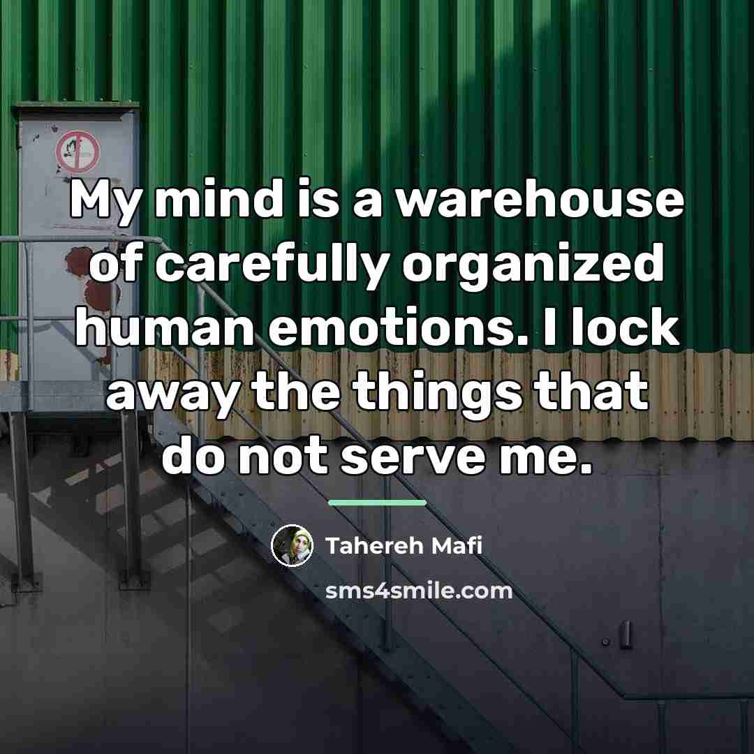 “My mind is a warehouse of carefully organized human emotions.…” quote by Tahereh Mafi