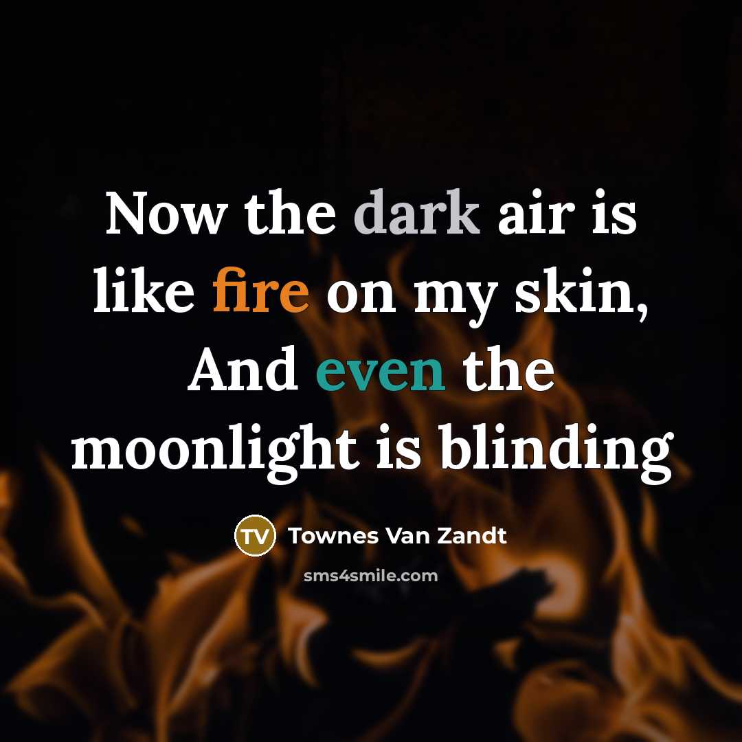 “Now the dark air is like fire on my skin,…” quote by Townes Van Zandt