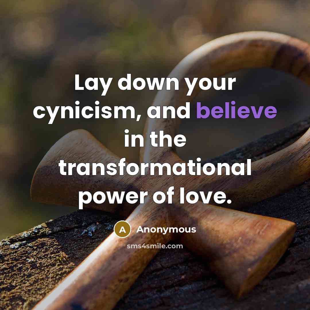 “Lay down your cynicism, and believe in the transformational power…” quote by Anonymous