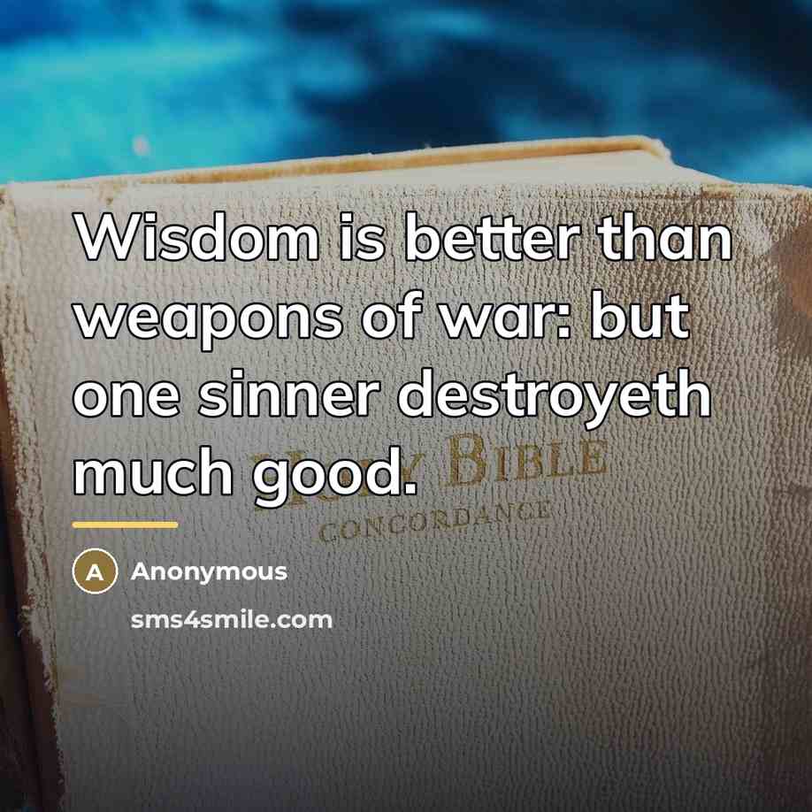 “Wisdom is better than weapons of war: but one sinner…” quote by Anonymous