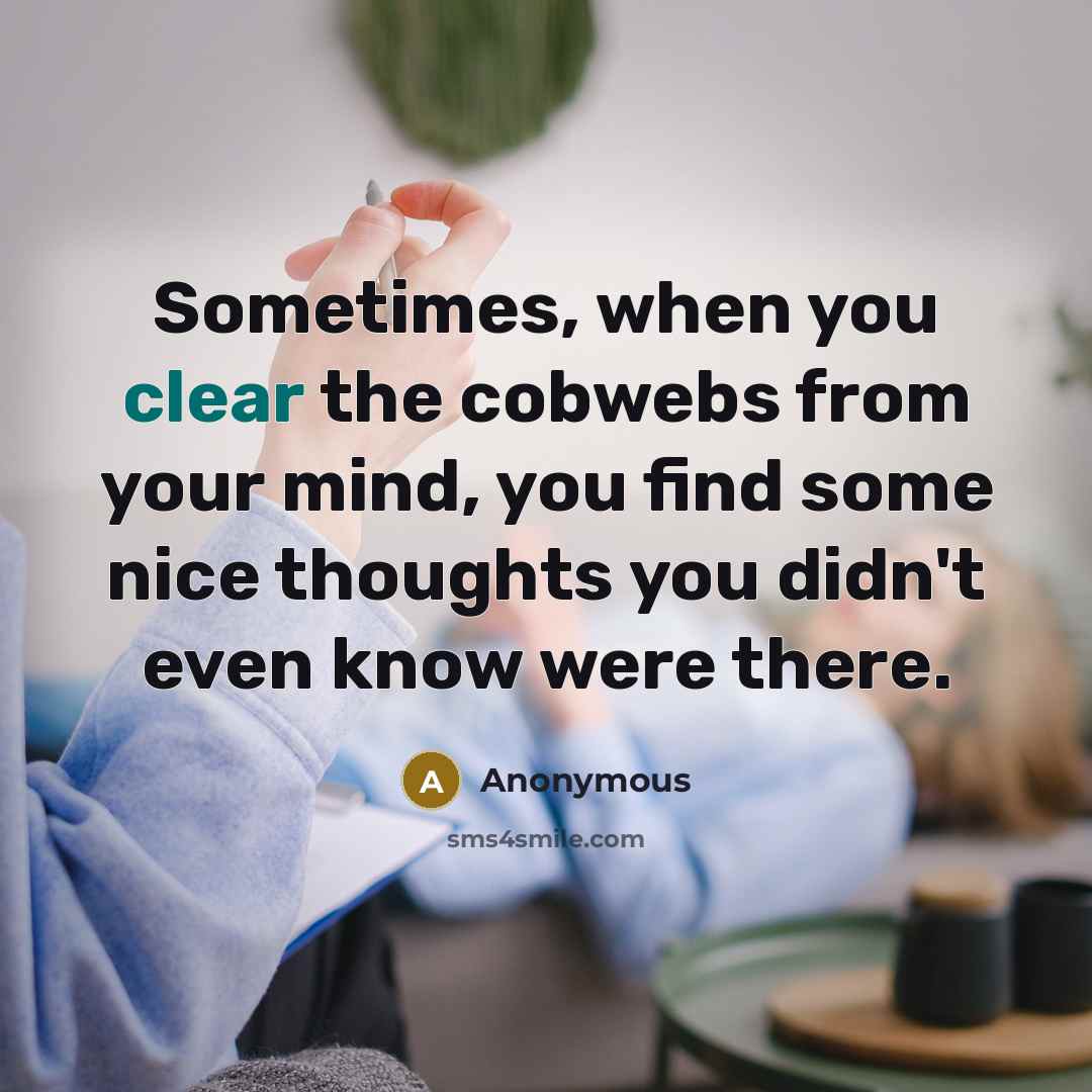 “Sometimes, when you clear the cobwebs from your mind, you…” quote by Anonymous