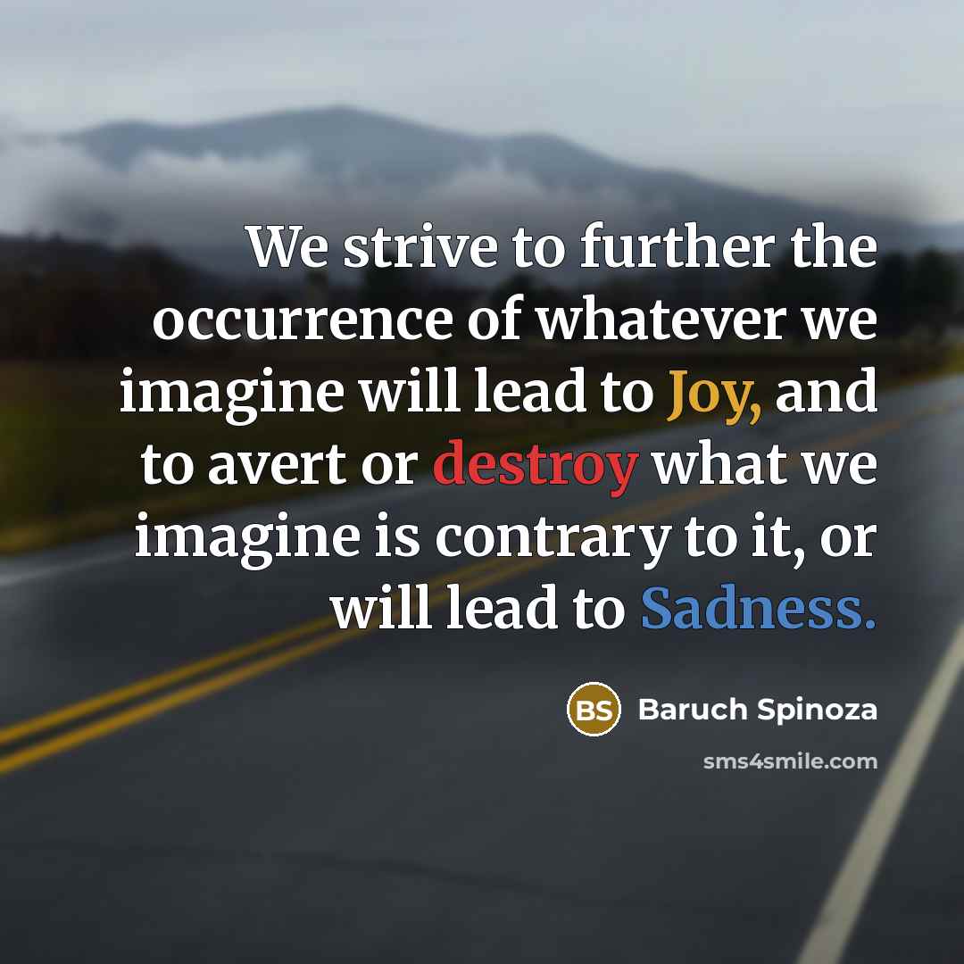 “We strive to further the occurrence of whatever we imagine…” quote by Baruch Spinoza