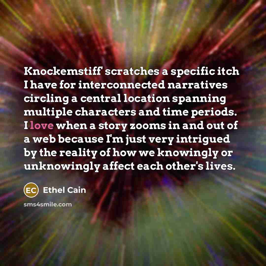 “Knockemstiff' scratches a specific itch I have for interconnected narratives…” quote by Ethel Cain