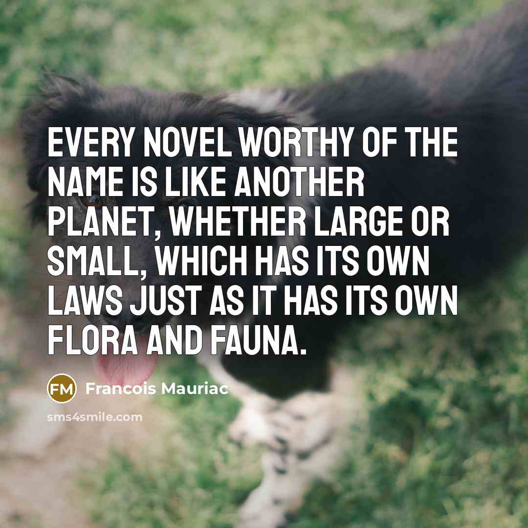 “Every novel worthy of the name is like another planet,…” quote by Francois Mauriac