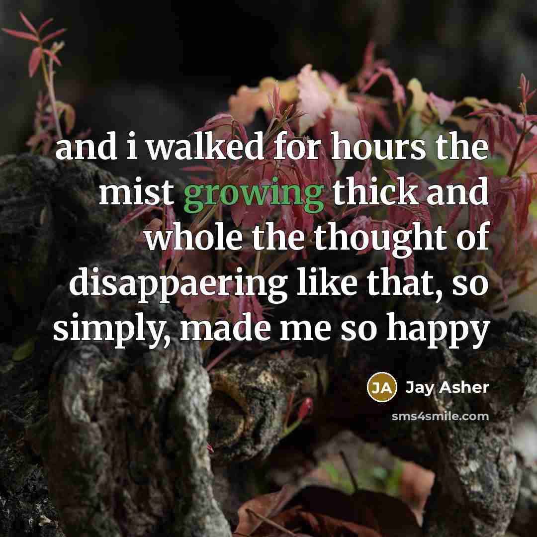 “and i walked for hours the mist growing thick and…” quote by Jay Asher