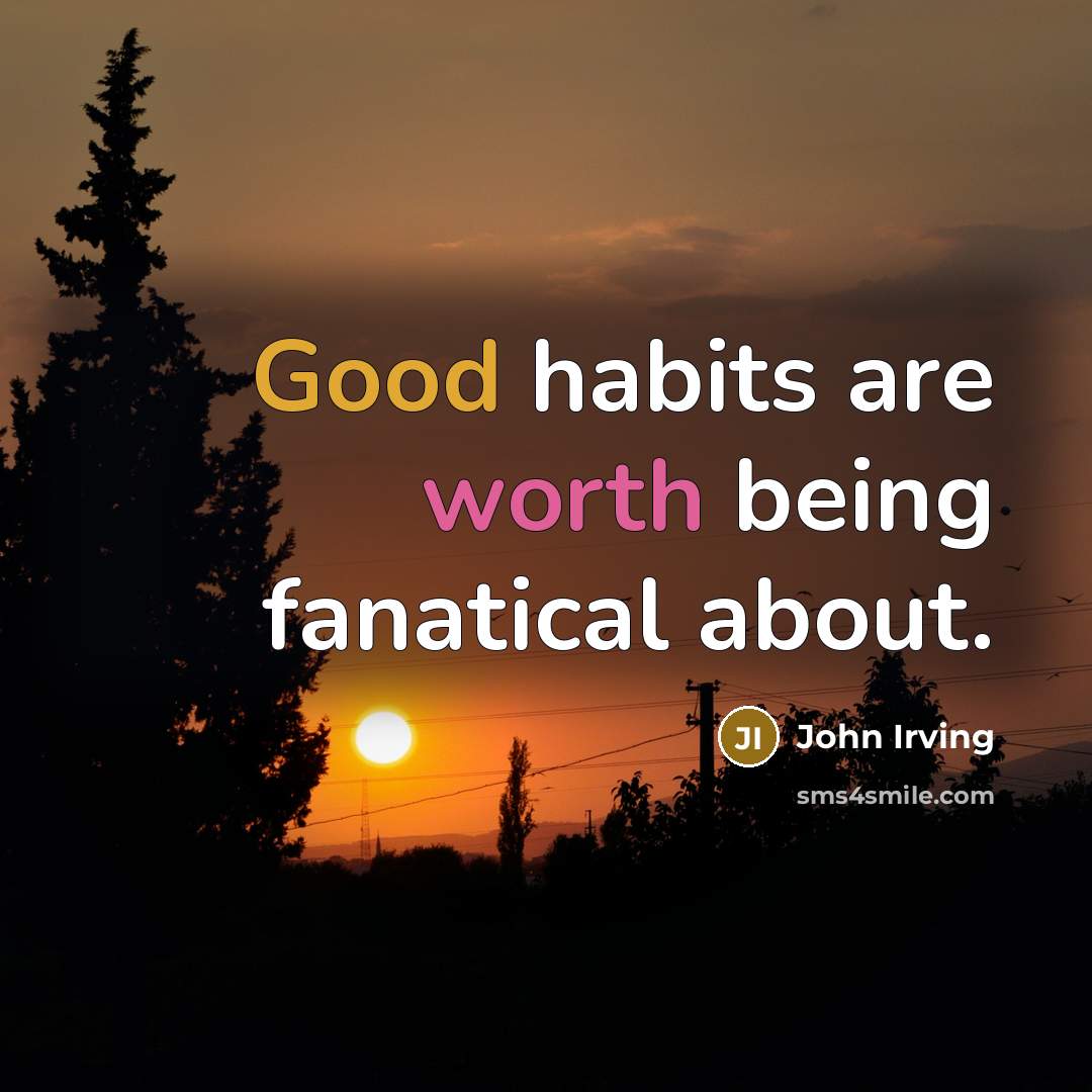 “Good habits are worth being fanatical about.” quote by John Irving