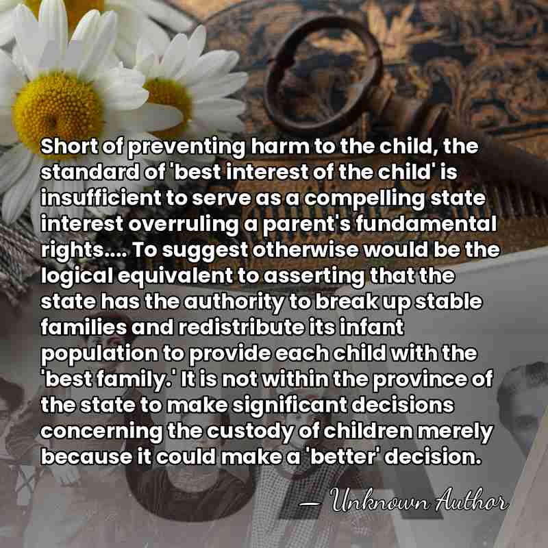 Short of preventing harm to the child, the standard of 'best interest&hellip; - Unknown Author
