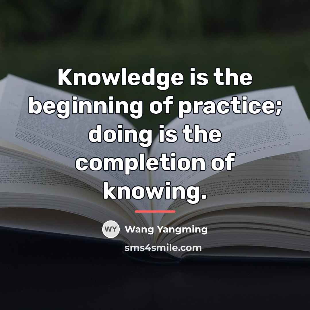 “Knowledge is the beginning of practice; doing is the completion…” quote by Wang Yangming