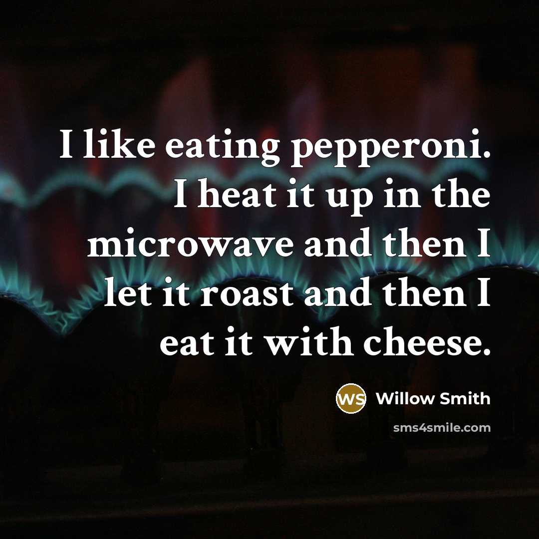 “I like eating pepperoni. I heat it up in the…” quote by Willow Smith