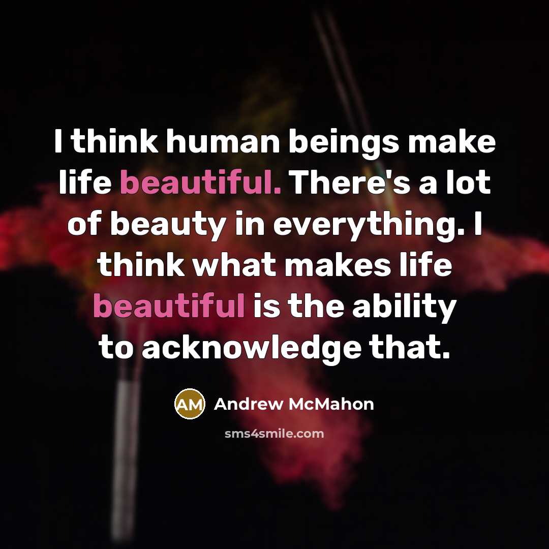 “I think human beings make life beautiful. There's a lot…” quote by Andrew McMahon