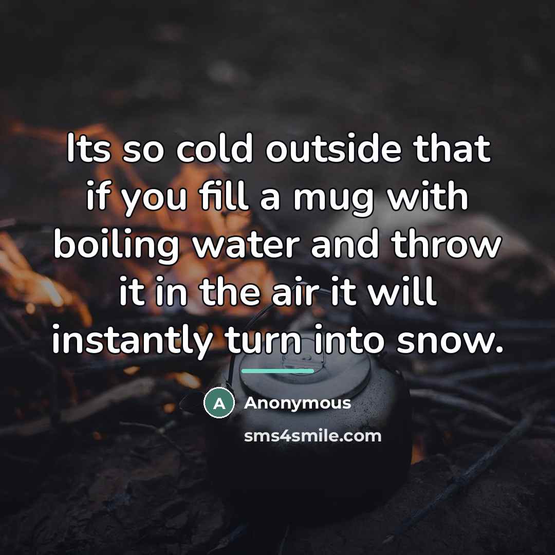 “Its so cold outside that if you fill a mug…” quote by Anonymous