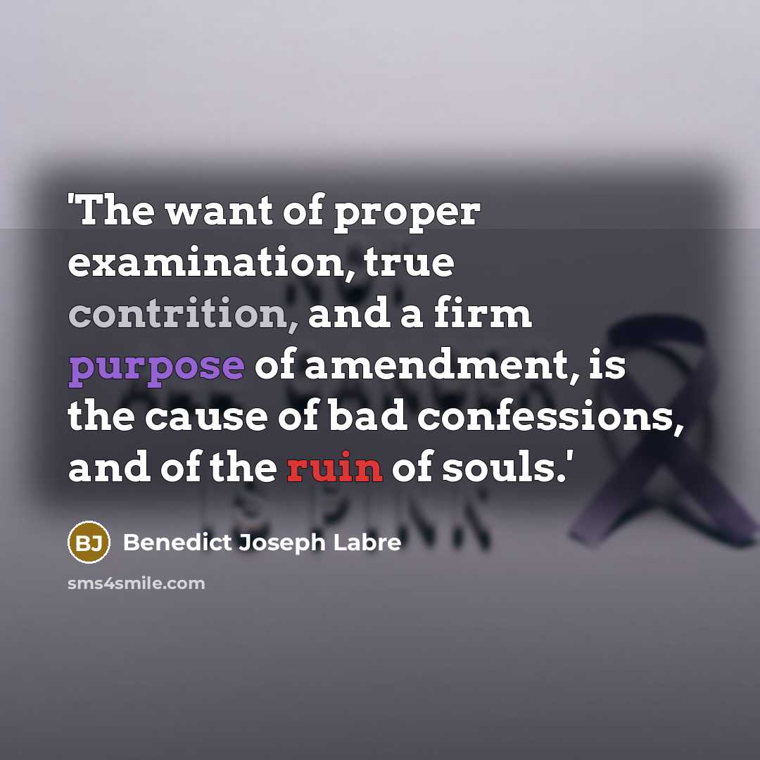 “'The want of proper examination, true contrition, and a firm…” quote by Benedict Joseph Labre