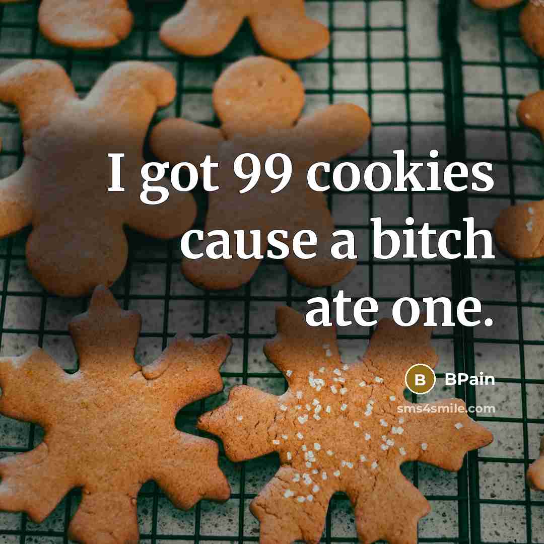 “I got 99 cookies cause a bitch ate one.” quote by BPain