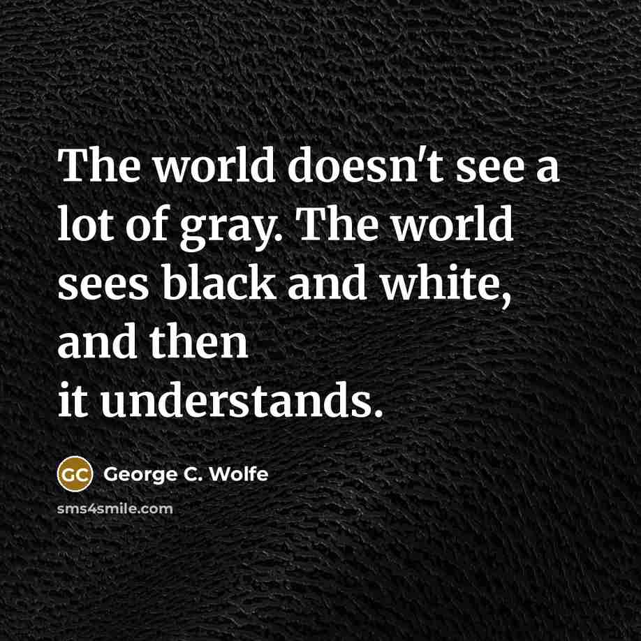 “The world doesn't see a lot of gray. The world…” quote by George C. Wolfe