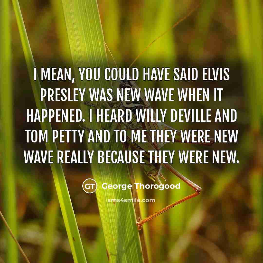 “I mean, you could have said Elvis Presley was new…” quote by George Thorogood