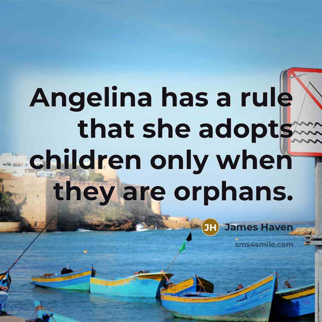 “Angelina has a rule that she adopts children only when…” quote by James Haven