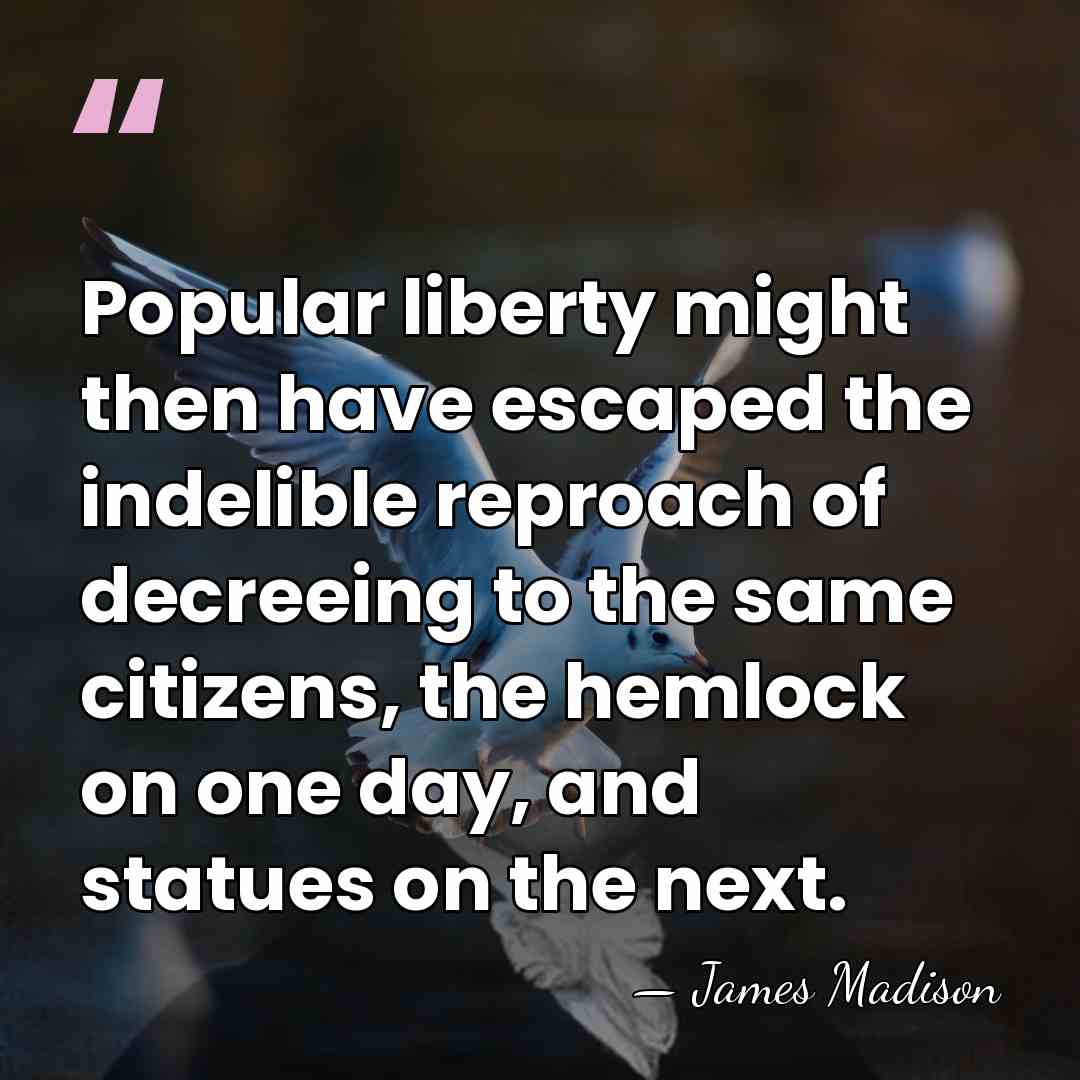 Popular liberty might then have escaped the indelible reproach of decreeing to&hellip; - James Madison