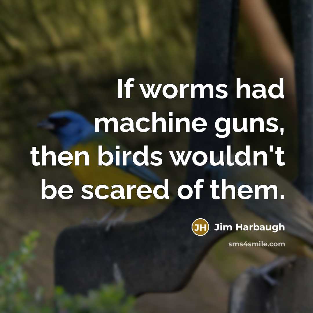 “If worms had machine guns, then birds wouldn't be scared…” quote by Jim Harbaugh