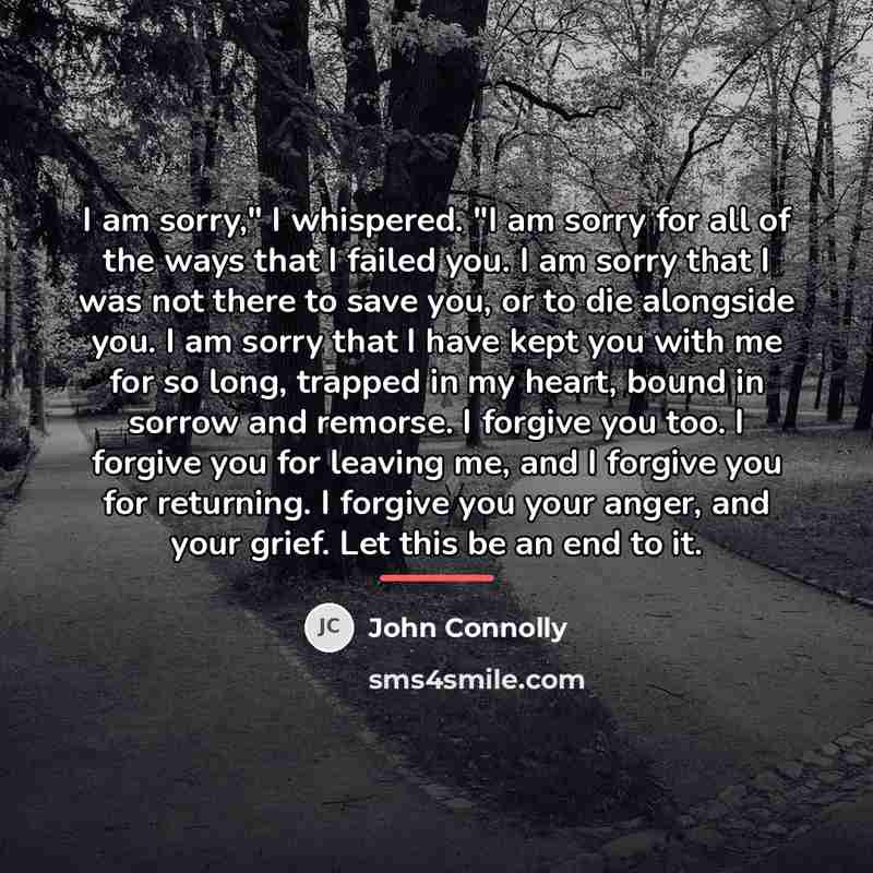 “I am sorry," I whispered. "I am sorry for all…” quote by John Connolly