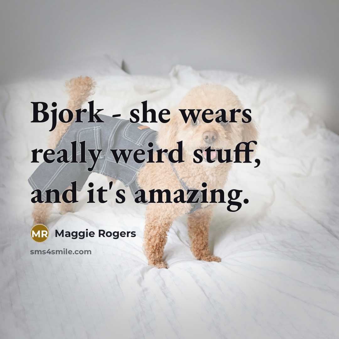 “Bjork - she wears really weird stuff, and it's amazing.…” quote by Maggie Rogers