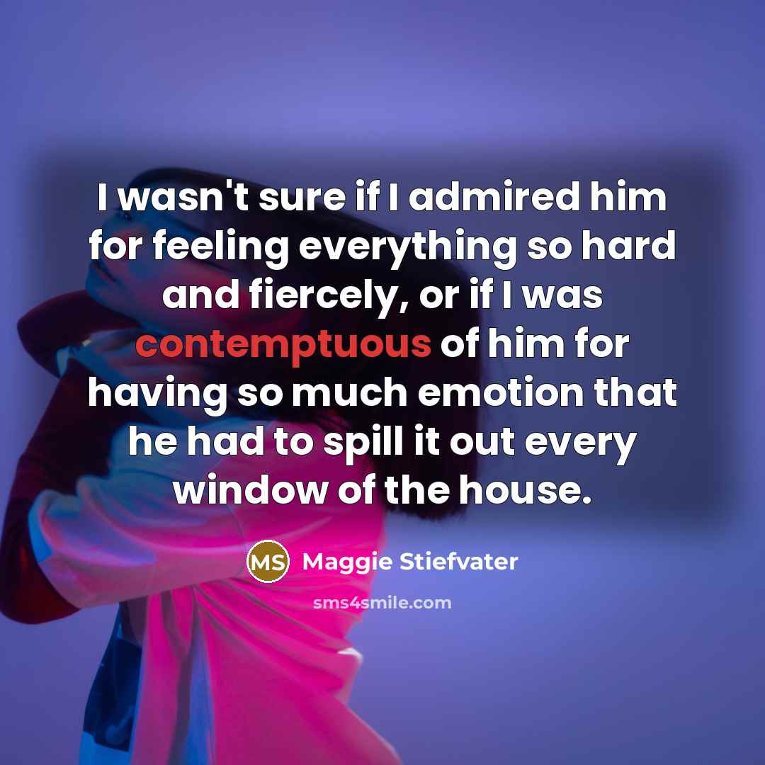 “I wasn't sure if I admired him for feeling everything…” quote by Maggie Stiefvater