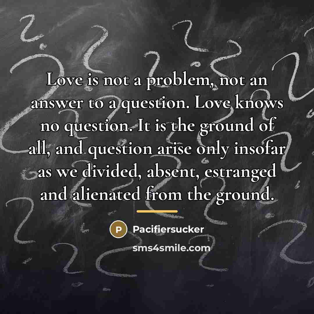 “Love is not a problem, not an answer to a…” quote by Pacifiersucker