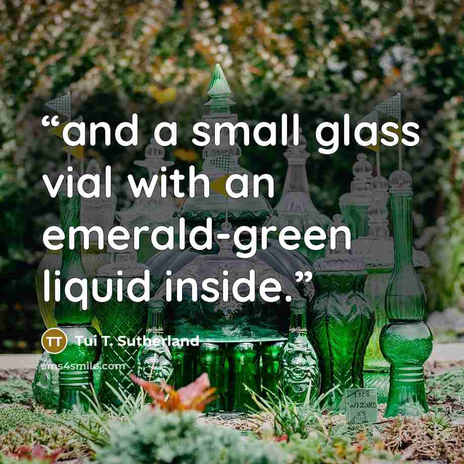 “and a small glass vial with an emerald-green liquid inside.” quote by Tui T. Sutherland