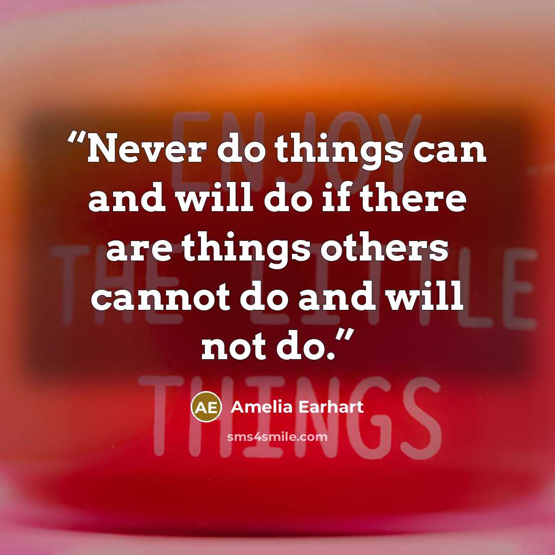 “Never do things can and will do if there are things others cannot do and will not do.” quote by Amelia Earhart