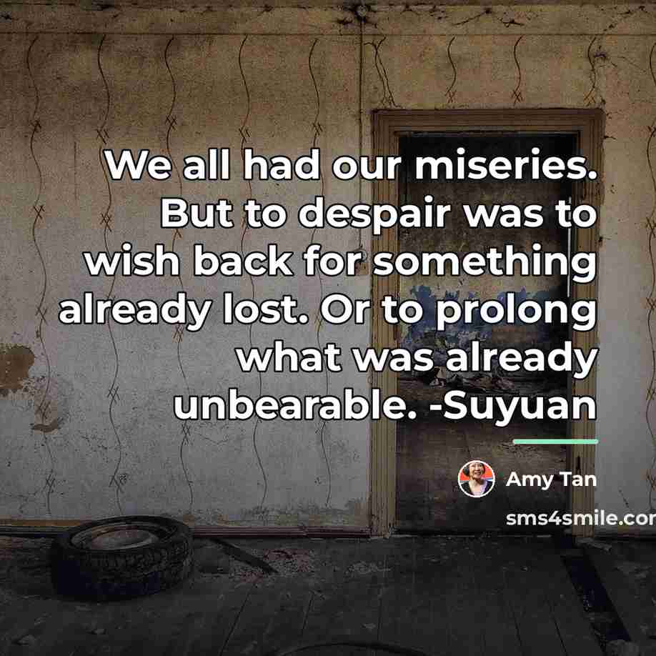 “We all had our miseries. But to despair was to…” quote by Amy Tan