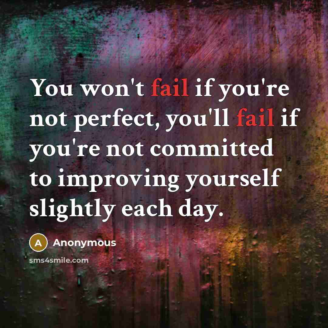 “You won't fail if you're not perfect, you'll fail if…” quote by Anonymous