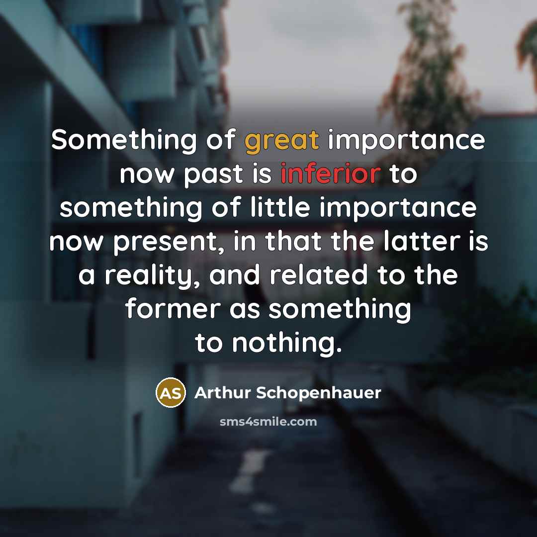 “Something of great importance now past is inferior to something…” quote by Arthur Schopenhauer