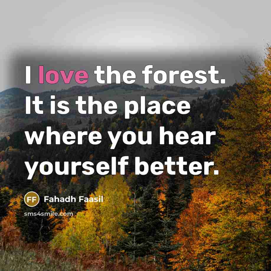 “I love the forest. It is the place where you…” quote by Fahadh Faasil