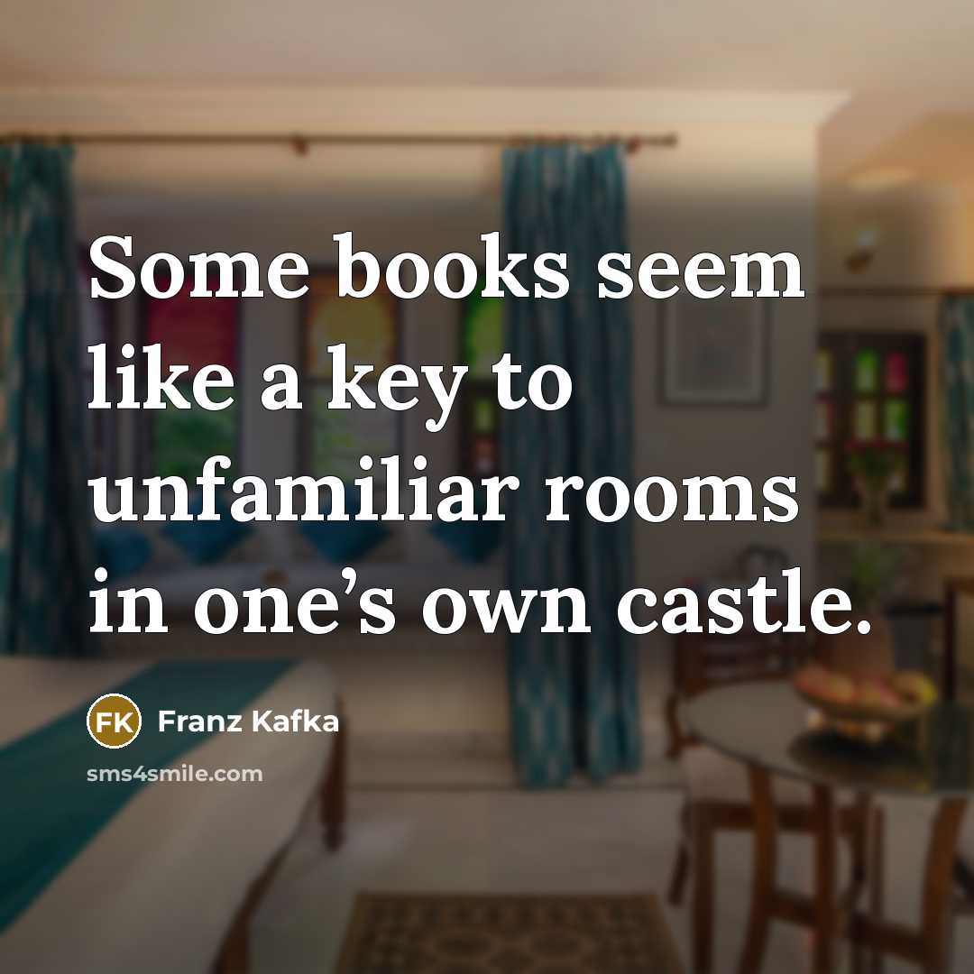 “Some books seem like a key to unfamiliar rooms in…” quote by Franz Kafka